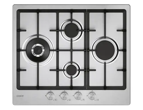 Plita incorporabila Candy Cook 800 CHG6D4WTX, Gaz, 4 arzatoare, Grilaje fonta (Inox)