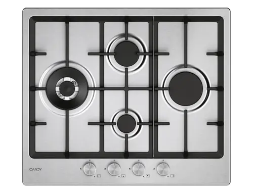 Plita incorporabila Candy Cook 800 CHG6D4WTX, Gaz, 4 arzatoare, Grilaje fonta (Inox)