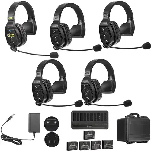 Solutie intercom completa Saramonic WiTalk WT5S, 5 persoane, Full-Duplex, 1.9GHz, single-ear (Negru)