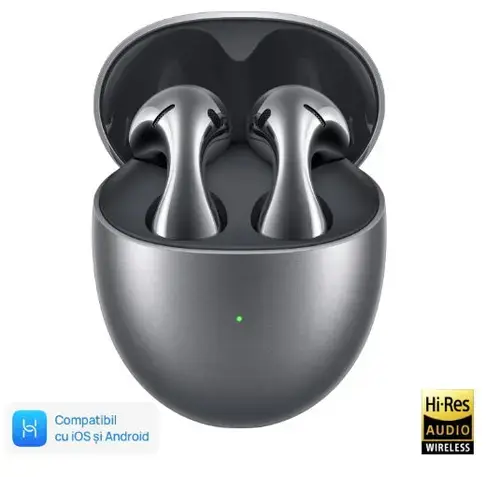 Casti True Wireless Huawei FreeBuds 5, Bluetooth, Waterproof IPX4, ANC (Arginitiu)