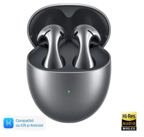 Casti True Wireless Huawei FreeBuds 5, Bluetooth, Waterproof IPX4, ANC (Arginitiu)