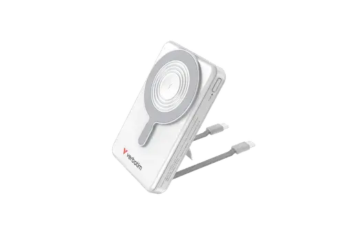 Acumulator extern Verbatim Charge 'n' Go 32273, 10.000mAh, 22.5 W, Magnetic, Wireless, 2 USB-C, Stativ (Argintiu)