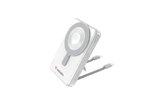 Acumulator extern Verbatim Charge 'n' Go 32273, 10.000mAh, 22.5 W, Magnetic, Wireless, 2 USB-C, Stativ (Argintiu)