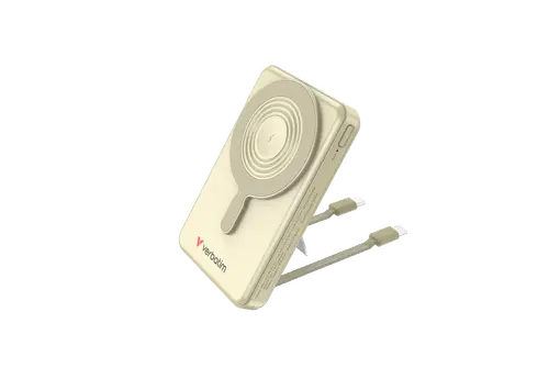 Acumulator extern Verbatim Charge 'n' Go 32274, 10.000mAh, 22.5 W, Magnetic, Wireless, 2 USB-C, Stativ (Auriu)