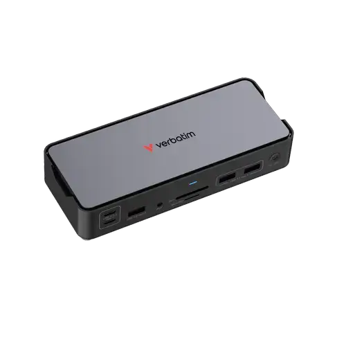 Docking Station Verbatim Pro 32171, 15 Porturi, 80 W, HDMI, DisplayPort, USB-A/C, microSD/SD, Audio (Negru/Gri)