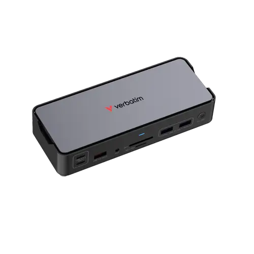 Docking Station Verbatim Pro 32171, 15 Porturi, 80 W, HDMI, DisplayPort, USB-A/C, microSD/SD, Audio (Negru/Gri)