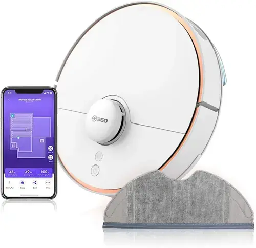 Aspirator robot 360 S7, 3200 mAh, Suprafata curatare 180 mp, 3 Moduri curatare, Functie mop, Navigatie LDS, Compatibilitate Alexa, Control aplicatie (Alb)