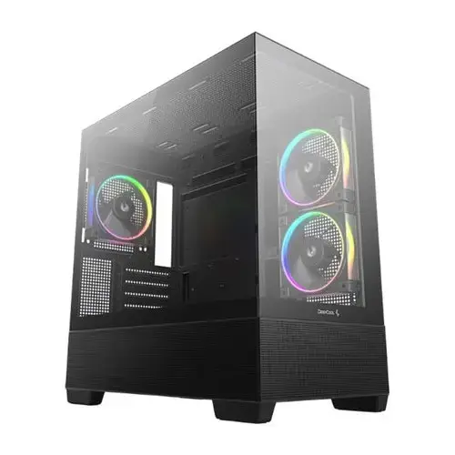 Carcasa Deepcool CG380 3F, MicroATX, 3 ventilatoare incluse, 2x USB-A 3.2, 1x USB Type-C, 5 sloturi expansiune  (Negru)