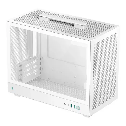 Carcasa Deepcool CH160 Plus WH, Micro-ATX, Mini Tower, Tempered Glass, 1x USB-C, 2x USB 3.0, Audio (Alb)