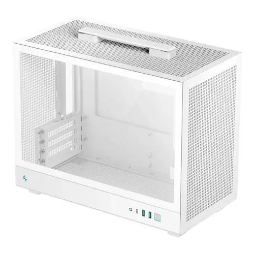 Carcasa Deepcool CH160 Plus WH, Micro-ATX, Mini Tower, Tempered Glass, 1x USB-C, 2x USB 3.0, Audio (Alb)
