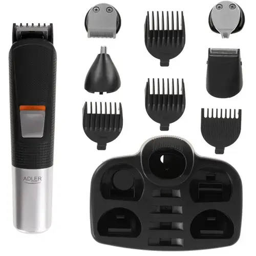 Set de tuns 5 in 1 Adler AD 2943, Autonomie 90 minute, 2 viteze, 5 capete interschimabile, Afisaj LED (Argintiu/Negru)