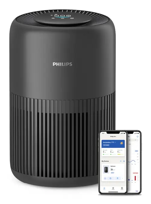 Purificator de aer inteligent Philips PureProtect Mini seria 900 AC0951/13, 250 m3/h, 65 mp, Filtre HEPA si carbon activ (Gri)