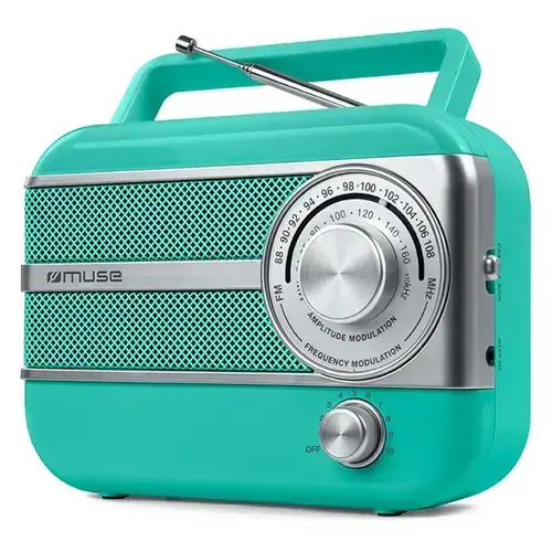 Radio portabil retro Muse M-056 AG, FM/MW, Verde