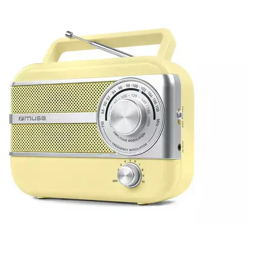 Radio portabil retro Muse M-056 SC, FM/MW, Galben