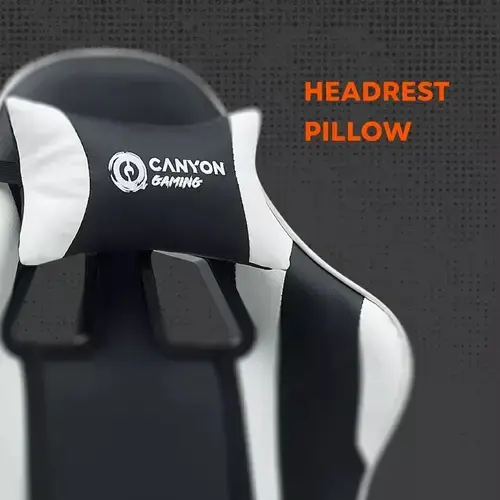 Scaun gaming Canyon Core SGCH2, reglabil, Negru/Alb
