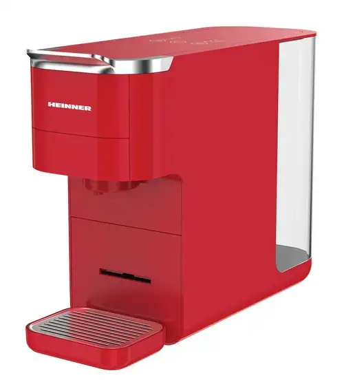 Espressor cu capsule HEINNER HEMC-DD15RED, 1525 W, Rezervor 1.5 l, Ecran digital si control tactil, Compatibil cu Nespresso, Dolce Gusto, Ese Pods/Pudra (Rosu)