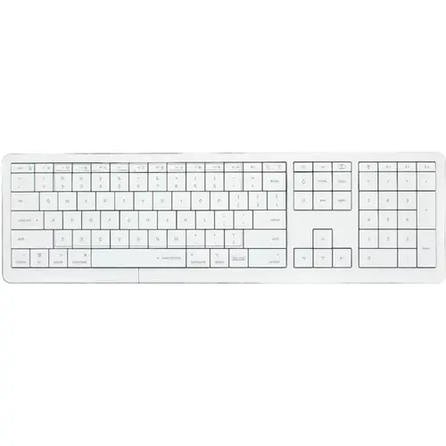Tastatura Wireless CLEVETURA CLVX 1, layout ANSI US, USB/Bluetooth, Aluminiu, iluminare RGB, Mac/iPad/AppleTV, Touchpad integrat, Alb