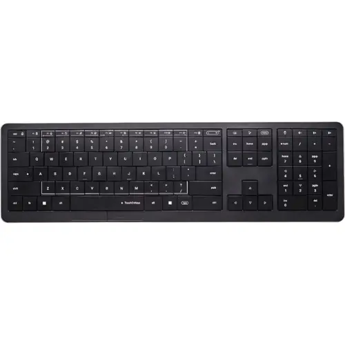Tastatura Wireless CLEVETURA CLVX 1, layout ANSI US, USB/Bluetooth, Aluminiu, iluminare RGB, Mac/iPad/AppleTV, Touchpad integrat, Negru