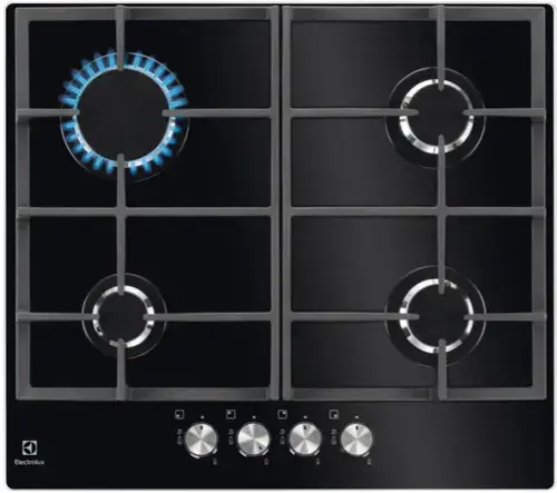 Plita incorporabila Electrolux KGG6426K, Gaz, 4 zone de gatit, Aprindere electrica, 60 cm (Negru)
