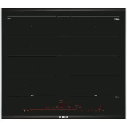 Plita incorporabila Bosch PXY675DC1E, Inductie, 4 zone de gatit, FlexInduction Plus, PerfectFry, 60 cm (Negru)