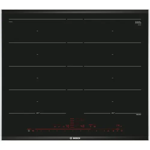 Plita incorporabila Bosch PXY675DC1E, Inductie, 4 zone de gatit, FlexInduction Plus, PerfectFry, 60 cm (Negru)
