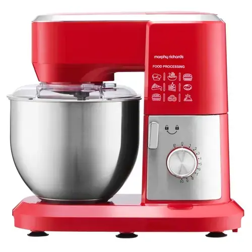 Robot de bucatarie MORPHY RICHARDS MMI1001, vas 6l, 1300W, 10 trepte viteza, Rosu/Argintiu