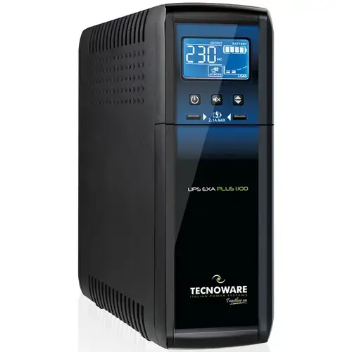 UPS TECNOWARE, EXA PLUS 1100, 1.100VA/770W, Tehnologie Line Interactive Plus cu unda sinusoidala, Ecran LCD multifunctional, AVR, 8 prize IEC C13