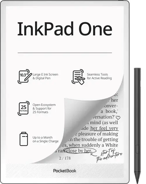 eBook Reader PocketBook InkPad One, Ecran E Ink Mobius 10.3inch, Procesor Quad Core Rockchip RK3566 1.8GHz, 2GB RAM, 32GB Flash, Wi-Fi, Bluetooth, USB-C, Active Stylus (Negru)