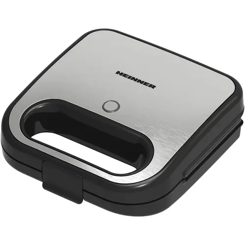 Sandwich maker HEINNER SILVERSTONE SM-K750FGSL, 750w, capacitate: 2 sandwich-uri, placi antiadezive fixe tip grill, Negru/Argintiu