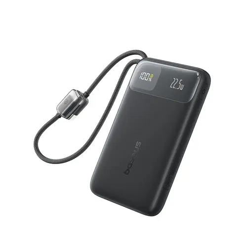 Acumulator extern Baseus EnerFill FC11, 20000mAh, cablu integrat USB Type-C si Iphone Lightning, 22.5W, display (Negru)