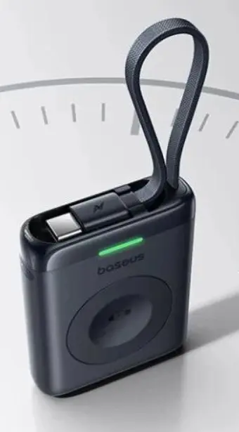 Acumulator extern Baseus EnerFill FW11, 1640mAh, compatibil cu Apple Watch, 5W, cablu integrat, 1 x USB Type-C (Negru)