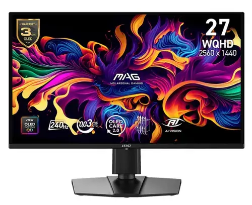 Monitor Gaming QD-OLED MSI 26.5inch MAG 274QP QD-OLED X24, WQHD (2560 x 1440),  HDMI, DisplayPort, Pivot, 240 Hz, 0.03 ms (Negru)