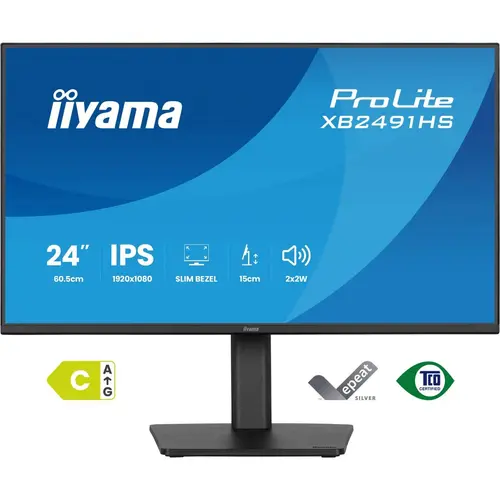 Monitor IPS LED Iiyama 23.8inch ProLite XB2491HS-B1 23,8inch Full HD (1920 x 1080), HDMI, DisplayPort, Boxe, Pivot, 120 Hz, 1 ms (Negru)
