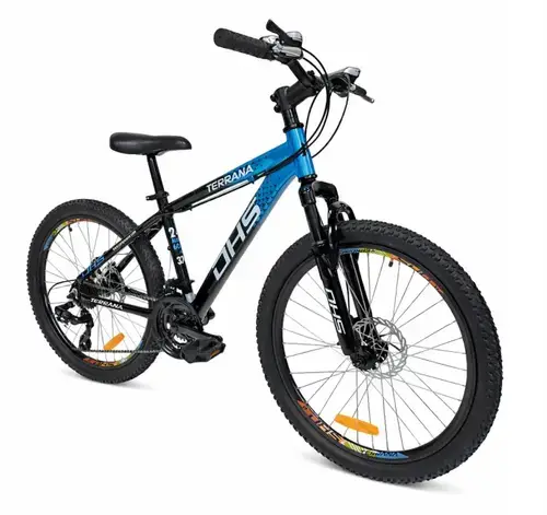 Bicicleta Copii DHS Terrana 2423, Roti 24inch, Frane pe disc, 21 viteze, Albastru/Negru