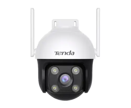 Camera supraveghere video exterior Tenda RH7-WCA, IP, 4 MP, Wi-FI, Detectie/Urmarire miscare, sunet, lumina alarma, vizibilitate 360 grade (Alb)
