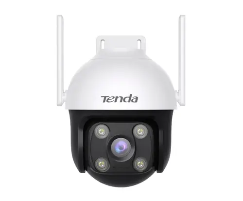Camera supraveghere video exterior Tenda RH7-WCA, IP, 4 MP, Wi-FI, Detectie/Urmarire miscare, sunet, lumina alarma, vizibilitate 360 grade (Alb)