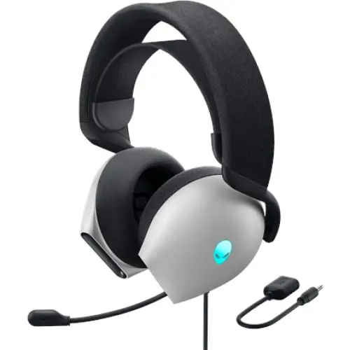 Casti Gaming Dell Alienware AW520H Lunar Light, Lumini RGB, Microfon, Dolby Atmos (Alb)