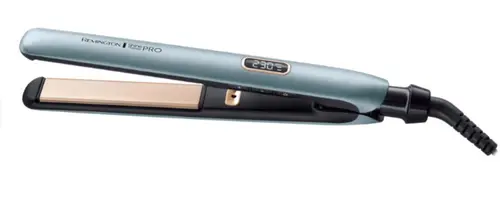 Placa de indreptat parul Remington Shine Therapy PRO S9300, Invelis ceramic cu ulei de Argan, 230 C (Albastru/Auriu)