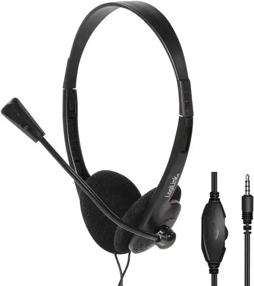 Casti Stereo LogiLink HS0055, Jack 3.5mm, Microfon (Negru)