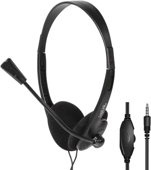 Casti Stereo LogiLink HS0055, Jack 3.5mm, Microfon (Negru)