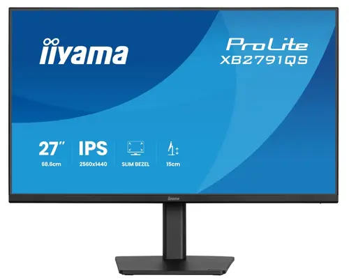 Monitor IPS LED Iiyama ProLite 27inch XB2791QS-B1, QHD (2560 x 1440), HDMI, DisplayPort, Boxe, Pivot, 75 Hz, 1 ms (Negru)