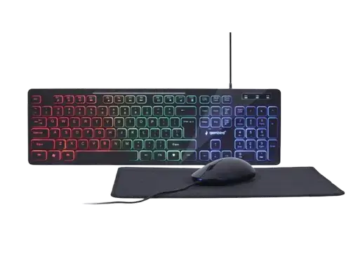 Kit Gembrid 3 in 1 KBS-UML-01 - Tastatura RGB LED, Mouse Optic, Mouse Pad, Wired, USB (Negru)