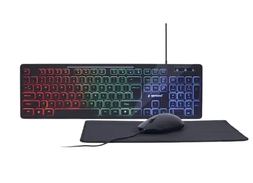 Kit Gembrid 3 in 1 KBS-UML-01 - Tastatura RGB LED, Mouse Optic, Mouse Pad, Wired, USB (Negru)