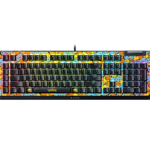 Tastatura Gaming Mecanica Razer BlackWidow V4 X Pokemon Kanto Starters Edition, USB, Chroma RGB, Swtich-uri Green Clicky, Layout US (Negru)