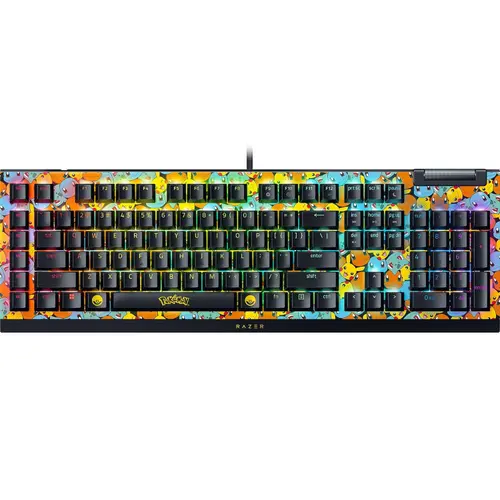 Tastatura Gaming Mecanica Razer BlackWidow V4 X Pokemon Kanto Starters Edition, USB, Chroma RGB, Swtich-uri Green Clicky, Layout US (Negru)