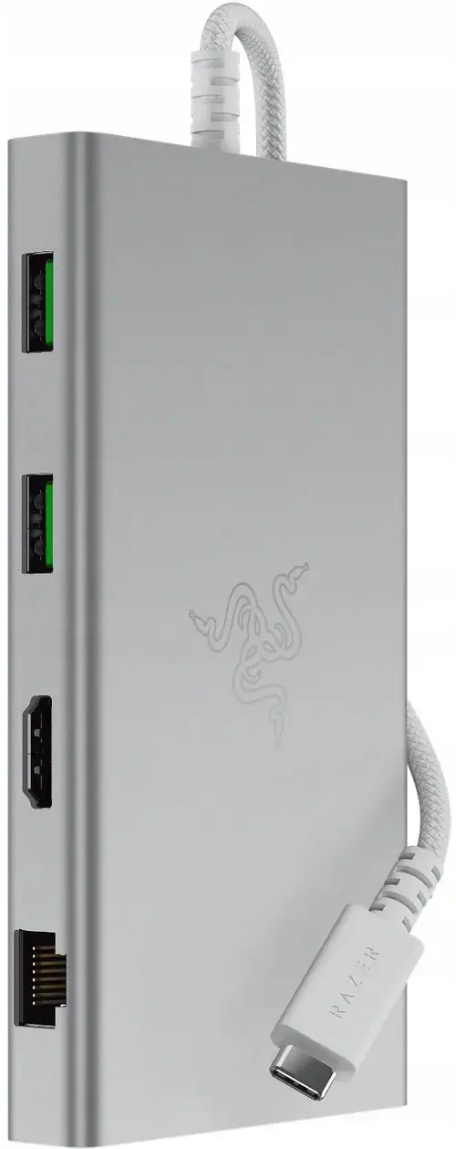 Docking Station Razer 11-Port USB-C, 85 W, 4K 60Hz, Jack 3.5mm, HDMI, Gigabit Ethernet (Alb)