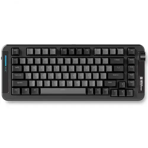 Tastatura mecanica gaming MCHOSE X75, 82 de taste (75%), switch-uri KTT Hyacinth pre-lubrifiate, iluminare RGB 360°, conectare 2.4 GHz/BT/Type-C, 5 straturi de izolare fonica, hot-swap, software personalizabil, baterie 4000 mAh