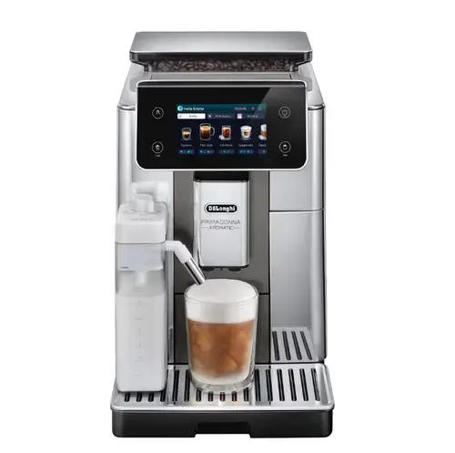 Espressor automat De'Longhi PrimaDonna Aromatic ECAM630.75.TSM, 1450 W, 35 tipuri de bauturi, 19 bari Tehnologie LatteCrema Hot & LatteCrema Cool (Argintiu)