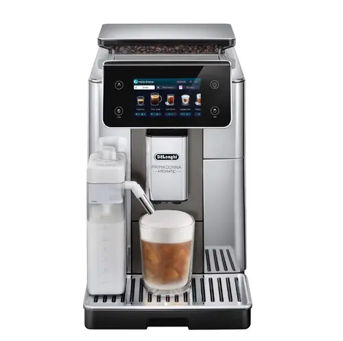 Espressor automat De'Longhi PrimaDonna Aromatic ECAM630.75.TSM, 1450 W, 35 tipuri de bauturi, 19 bari Tehnologie LatteCrema Hot & LatteCrema Cool (Argintiu)