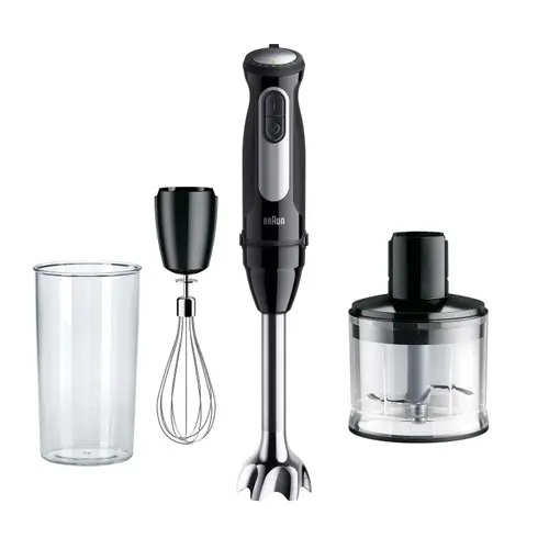 Blender vertical Braun MQ 55236M BK, 1000 W, Pahar 0.6 l, Tocator 0.6 l, 25 viteze (Negru)